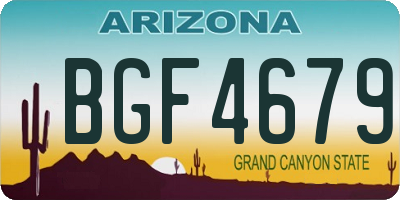 AZ license plate BGF4679