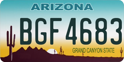AZ license plate BGF4683