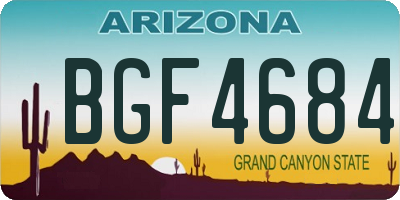 AZ license plate BGF4684