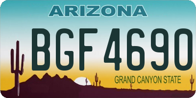 AZ license plate BGF4690