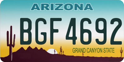 AZ license plate BGF4692