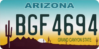 AZ license plate BGF4694