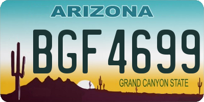 AZ license plate BGF4699