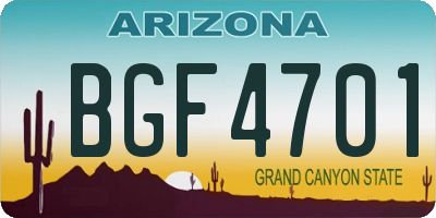 AZ license plate BGF4701