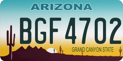 AZ license plate BGF4702