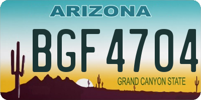 AZ license plate BGF4704
