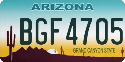 AZ license plate BGF4705