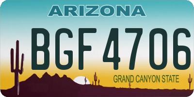 AZ license plate BGF4706