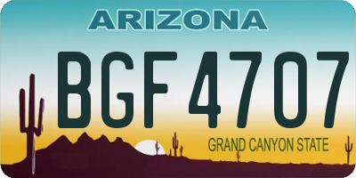 AZ license plate BGF4707