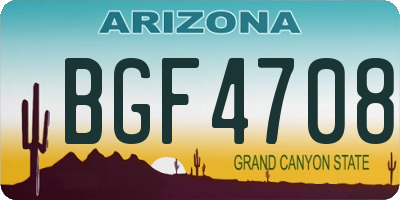 AZ license plate BGF4708