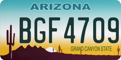 AZ license plate BGF4709