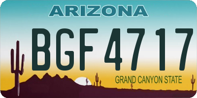 AZ license plate BGF4717