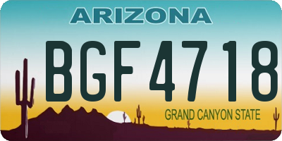 AZ license plate BGF4718