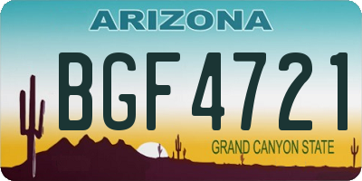AZ license plate BGF4721