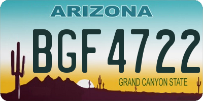 AZ license plate BGF4722