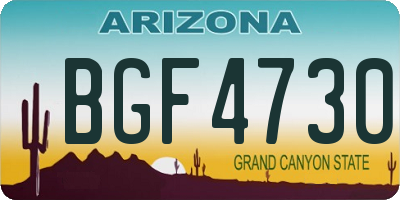 AZ license plate BGF4730