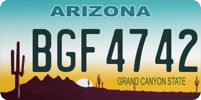 AZ license plate BGF4742