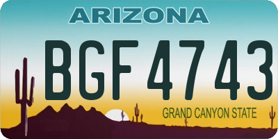 AZ license plate BGF4743
