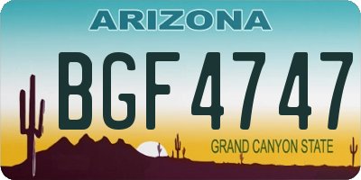 AZ license plate BGF4747