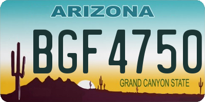 AZ license plate BGF4750