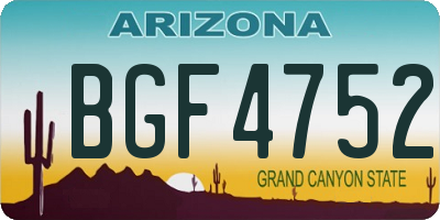 AZ license plate BGF4752