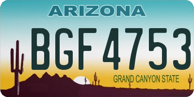 AZ license plate BGF4753
