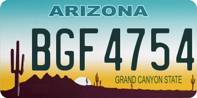 AZ license plate BGF4754