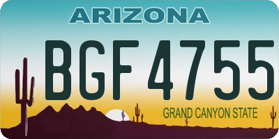 AZ license plate BGF4755