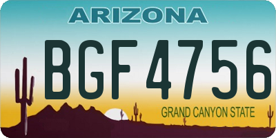 AZ license plate BGF4756