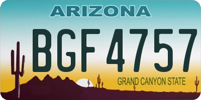 AZ license plate BGF4757