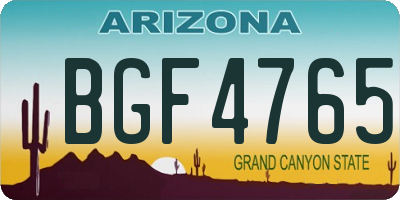 AZ license plate BGF4765