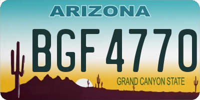 AZ license plate BGF4770