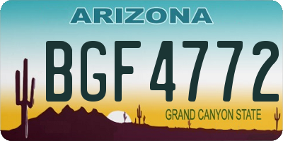 AZ license plate BGF4772