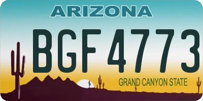 AZ license plate BGF4773