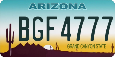 AZ license plate BGF4777