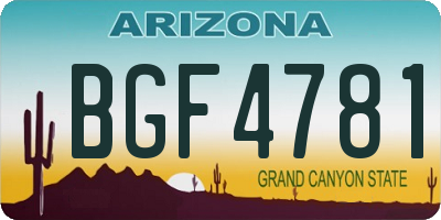 AZ license plate BGF4781