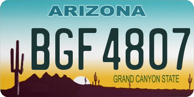 AZ license plate BGF4807