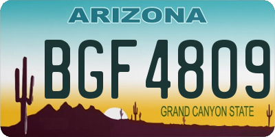 AZ license plate BGF4809