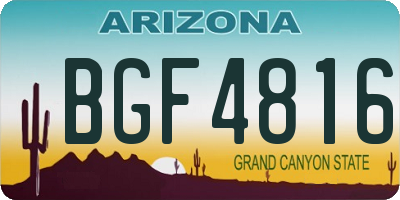 AZ license plate BGF4816