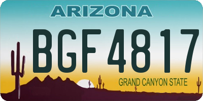 AZ license plate BGF4817