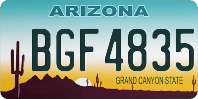 AZ license plate BGF4835