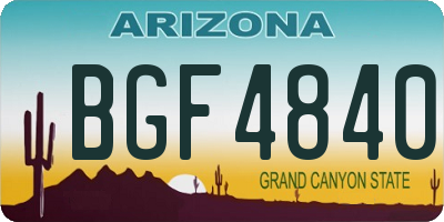 AZ license plate BGF4840
