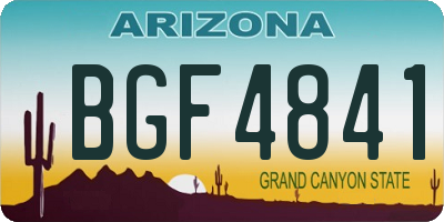 AZ license plate BGF4841