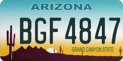 AZ license plate BGF4847