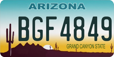 AZ license plate BGF4849