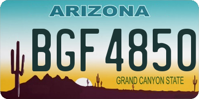 AZ license plate BGF4850