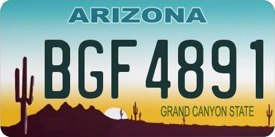AZ license plate BGF4891
