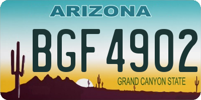 AZ license plate BGF4902