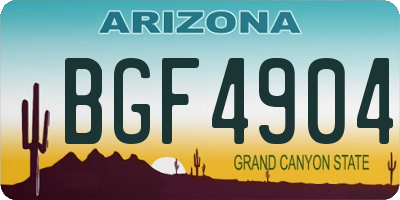 AZ license plate BGF4904