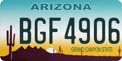 AZ license plate BGF4906